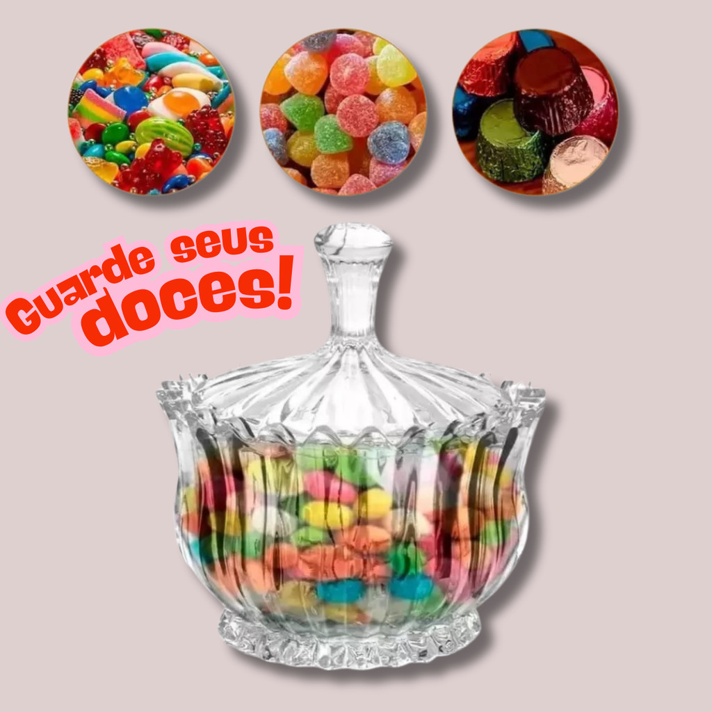 Pote Para Doces Balas Decorativa para mesa Recipiente Bombom Cor ...