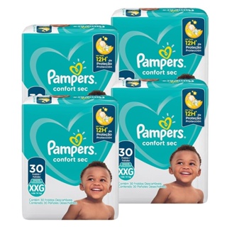 Fralda Descartável Pampers Confort Sec Tamanho XXG - 4 Pacotes com 30 Fraldas - Total 120 Tiras