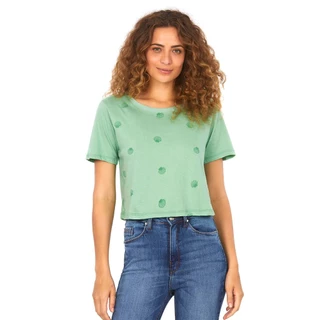Camiseta Curta Feminina Malha Conchas Polo Wear Verde Médio