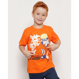 Camiseta Infantil Estampa Naruto Manga Curta Laranja