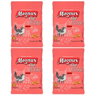 Kit com 4 Petisco Magnus Cat Sabor Carne 40g