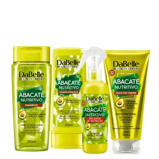 Kit DaBelle Hair Abacate Nutritivo Shampoo + Condicionador + Óleo em Creme + Recarga (4 produtos)