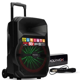 Caixa de Som Amplificada Bluetooth XC-712T com 450W + Microfone c/ Fio Polyvox