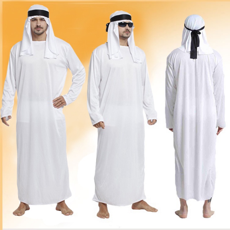 Fantasia clássica de máscara adulto masculino do Oriente Médio Emirados  Árabes Dubai Príncipe Rei Cosplay Roupas Lslamic Muçulmana Abaya Robes