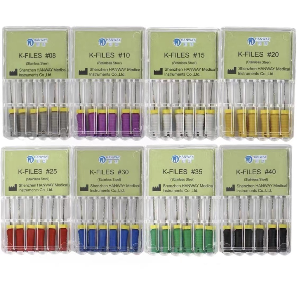 【In Stock】6pcs/box 25mm Dental De Aço Inoxidável K-files Endodônticos Lima De Uso Manual Ferramentas De Odontologia