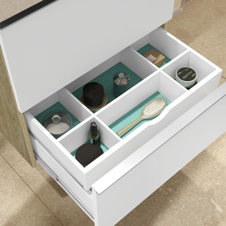 Toucador Sem Lavatorio Blu80 Wood Com Gavetas Brancas 80Cm Bumi