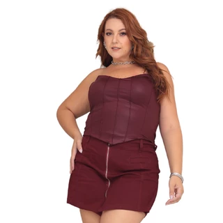 SHORT SAIA alfaiataria em brim com lycra detalhe de ziper plus size g1 g2 g3