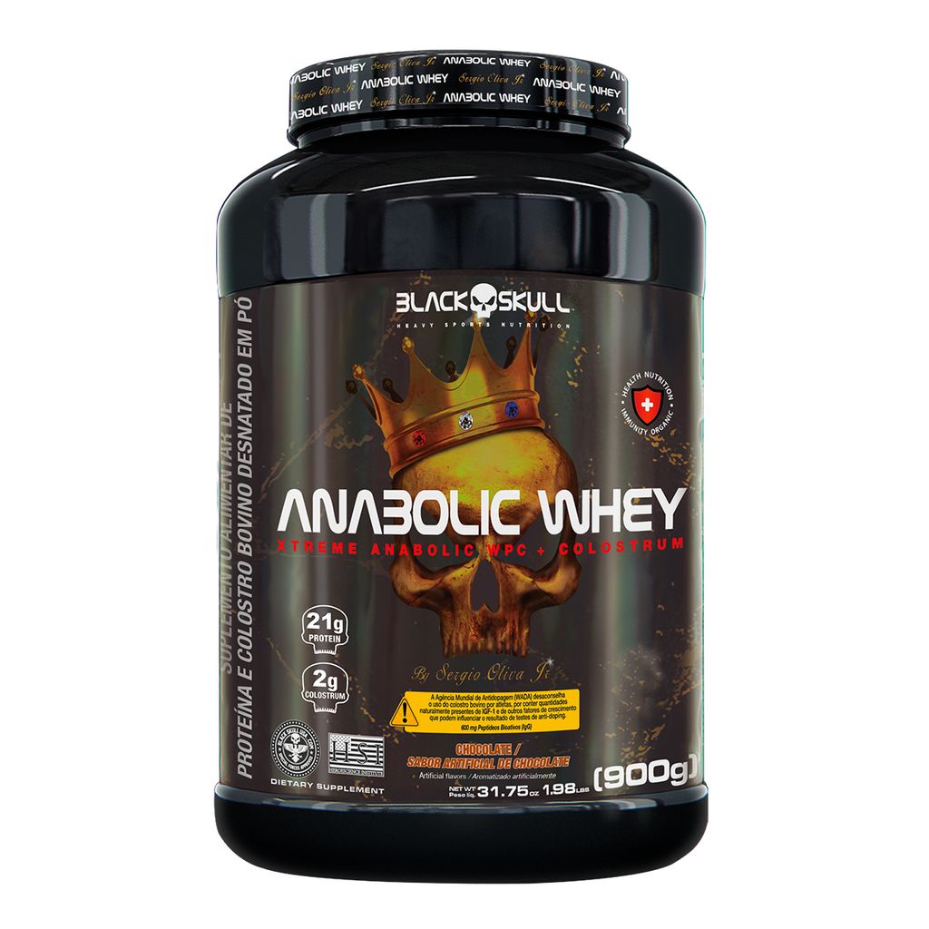 Anabolic Whey 900g Black Skull – Whey Protein + Colostro Bovino Hipertrofia