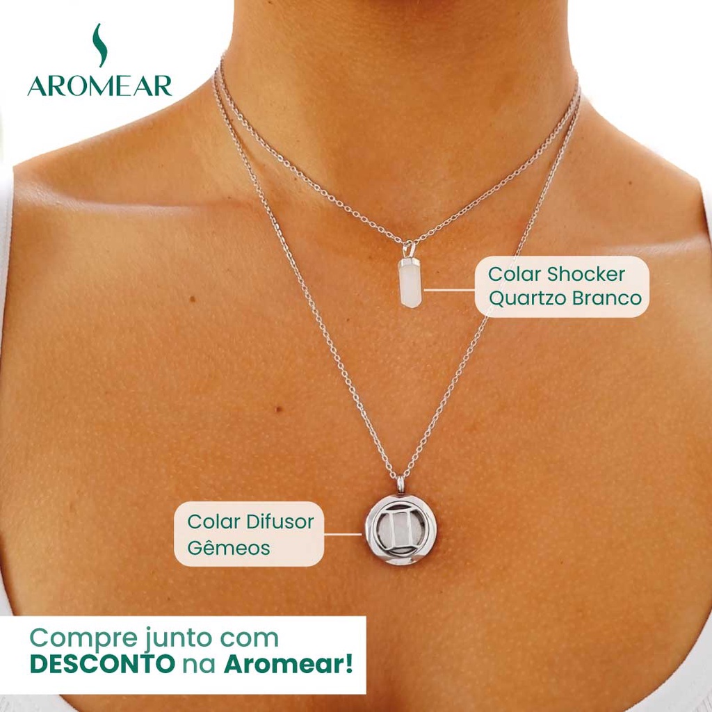 Colar Shocker Quartzo Branco - Pedra Natural-Aromear