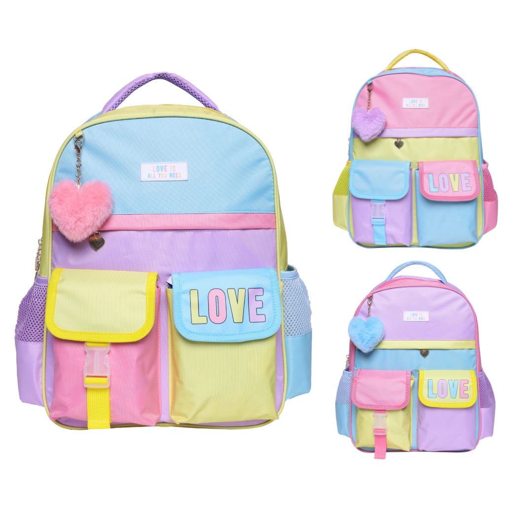 Mochila Escolar Infantil Love Colorida 16