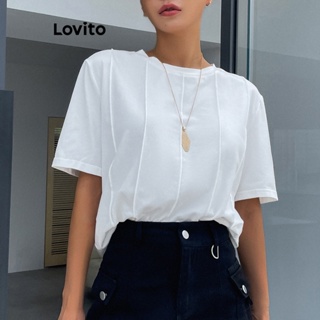 Lovito Camiseta com Linha de Estrutura para Mulheres LBE04025 (Branca)
