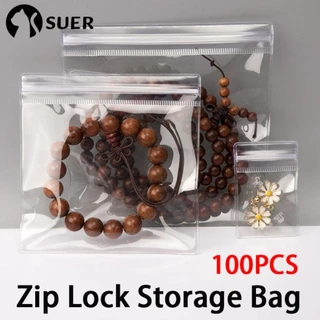 SUEBR 100Pcs/Lot Zip Lock Bag , Bolsas De PVC Reutilizáveis Com Auto-Vedante Espessas De Organizador De Jóias Anti-Oxidação Sacos De Embalagem Para Jade Craft