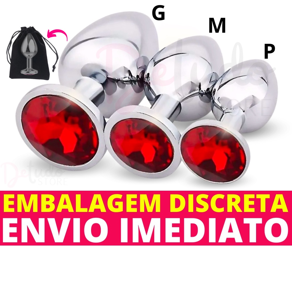 Plug Anal Aço Inox Inoxidável Polido Maciço Sexo Anal Pedra Joia Colorida  Tamanho P, M e G Sex Shop | Shopee Brasil