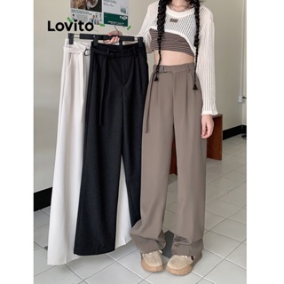 Lovito Calças Lisas Casuais Para Mulheres LNE42184