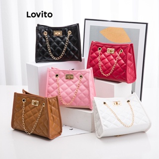 Lovito Elegante Bolsa De Ombro Pequena Com Corrente Acolchoada Argyle Rhombus Para Mulheres LFA11485