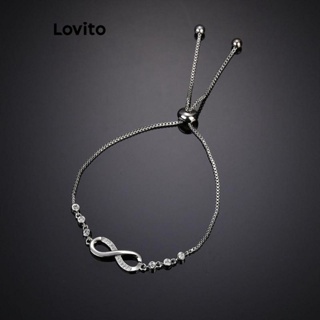Lovito Pulseira Casual De Metal Liso Com Zircão Para Mulheres LFA11051