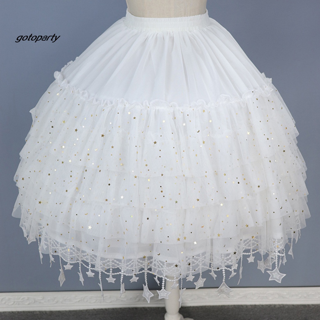 High-waisted Petticoat Princess Dress Bustle Ruffled Tulle Skirt for ...