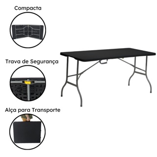 Mesa Dobravel Portatil Maleta Com Alça Camping Praia 60x45cm