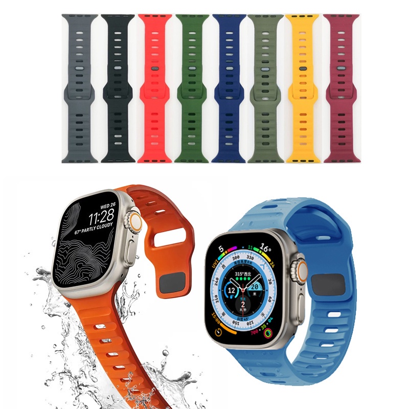 Pulseira Correa De Silicone Para De Relógio 9 8 7 41mm 45mm ultra 2 49mm 44mm 40mm 38 42mm Iwatch Série 6 SE 5 4