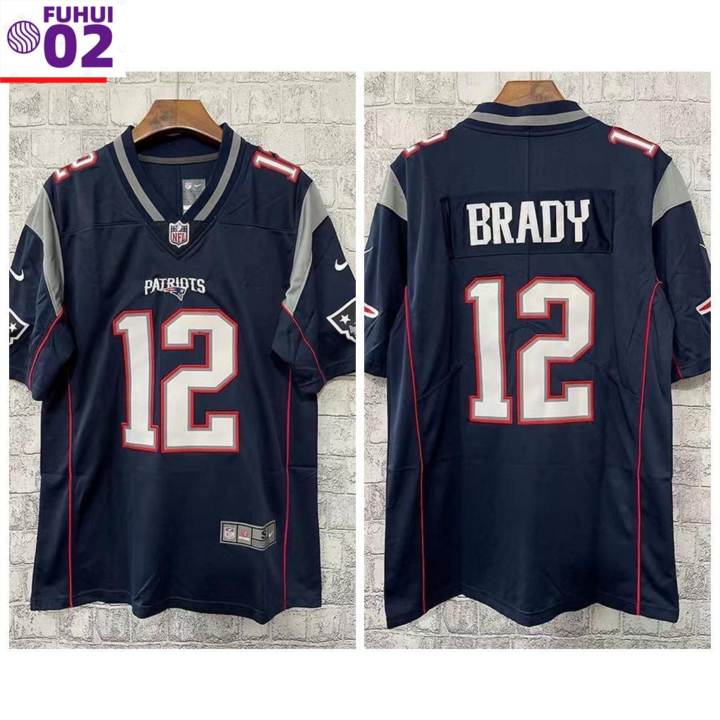 Masculino Camisa NFL New England Patriots Tom Brady Azul Limitada Camiseta de Futebol Americano Jersey