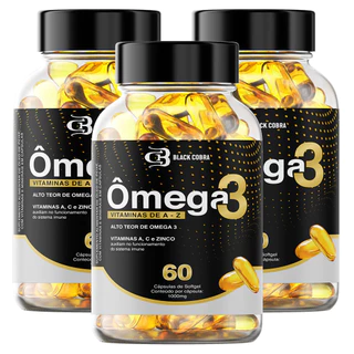 3x Ômega 3 Vitaminas de A-Z 180 Softgels Black Cobra