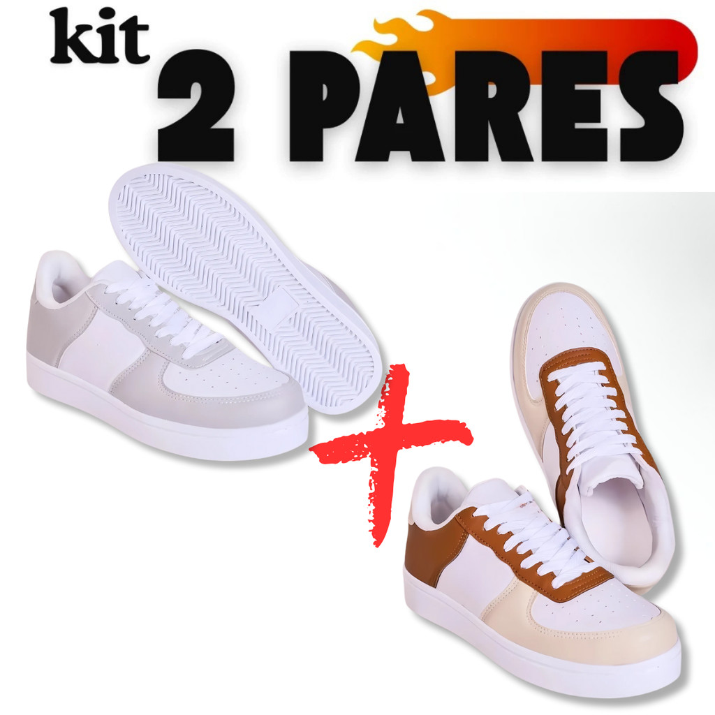 Kit 2 Pares Tênis Feminino Leve Confortável Ideal para Todas as Ocasiões 34 a 43