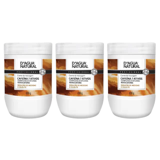 Kit 3 Cremes Cafeína 7 Ativos D’Agua Natural 650g – Hidratação e Massagem Profunda! em Oferta na Shopee