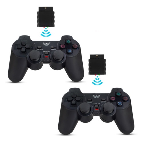 Kit 2 Controles Play Ps2 Sem Fio Playstation Manete Joystick