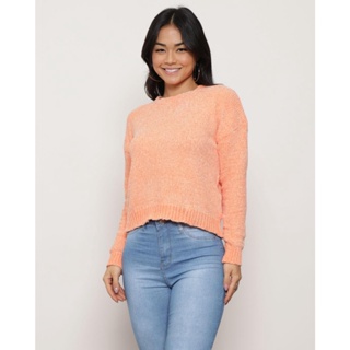 Blusa Feminina Tricô Chenille Laranja