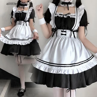 Tlesetrtu Black Cute Lolita Traje De Camareira Fantasia Lovely Maid Cosplay .