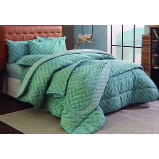 Jogo de Lençol Cama Casal 4 Peças 2,5x2,2 Aiko Verde Sultan em Oferta na Shopee