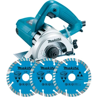Kit Serra Mármore 110mm 4100NH3Z Makita e 3 Discos Diamantado Concreto Granito