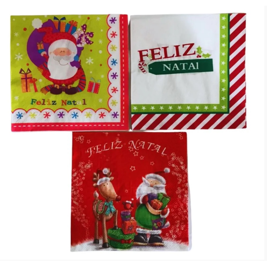 Jogo Com 6 Porta Guardanapos Papai Noel Enfeite Para Mesa - Papel Mache