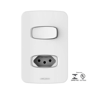 Interruptor paralelo tomada 10A com placa 4x2 Gracia branco Alumbra
