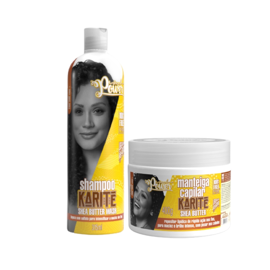 Kit Soul Power Karité Shea Butter Shampoo 315ml + Manteiga Capilar Mask ...
