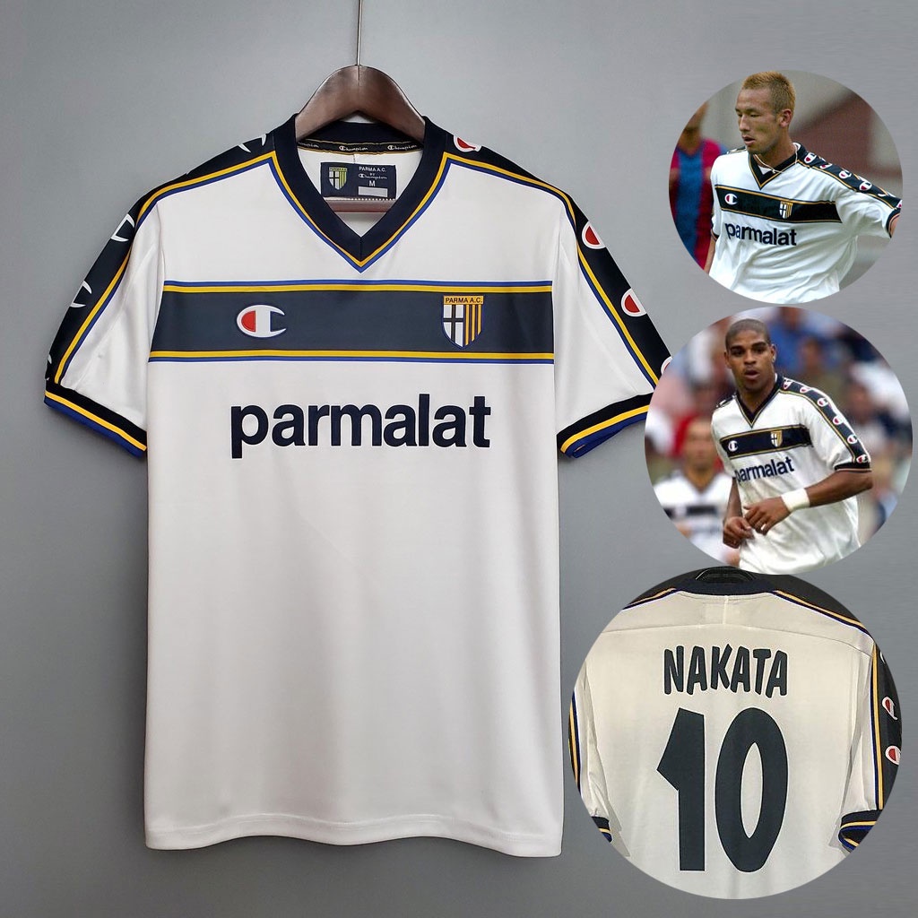 02/03 Parma away Camisa de Time white Camisa de futebol 10 Nakata