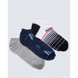 Kit C/3 Pares De Meia Masculina Cano Invisível Fitter Branco Cinza Marinho