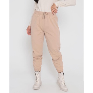 Calça Feminina Sarja Jogger Bege Claro