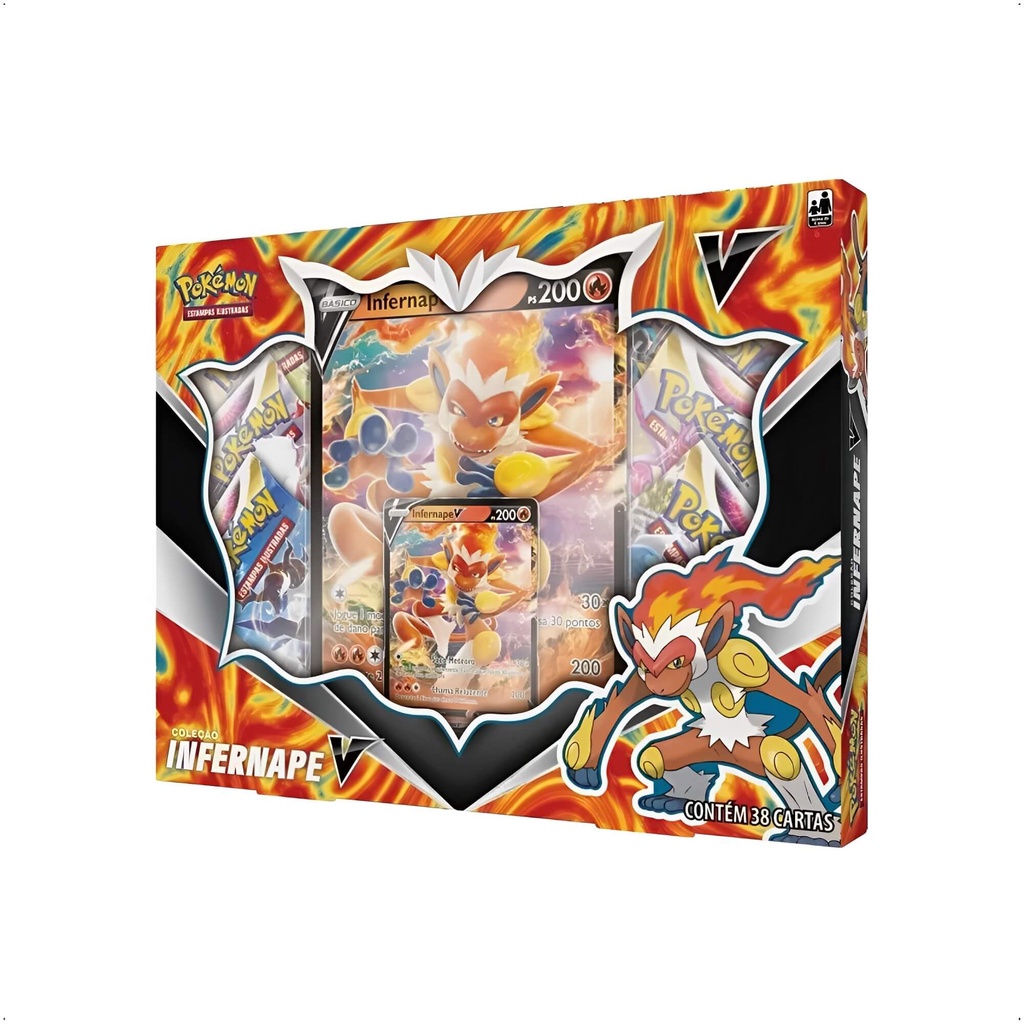 Pokemon Box de Cartas Estampas Ilustradas TCG Com 6 Pacotes Booster Infernape V Copag - 31741