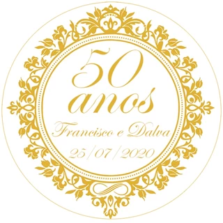 Kit 100 etiquetas decalque Adesivos redondo Enfeite Personalizado Bodas De Ouro