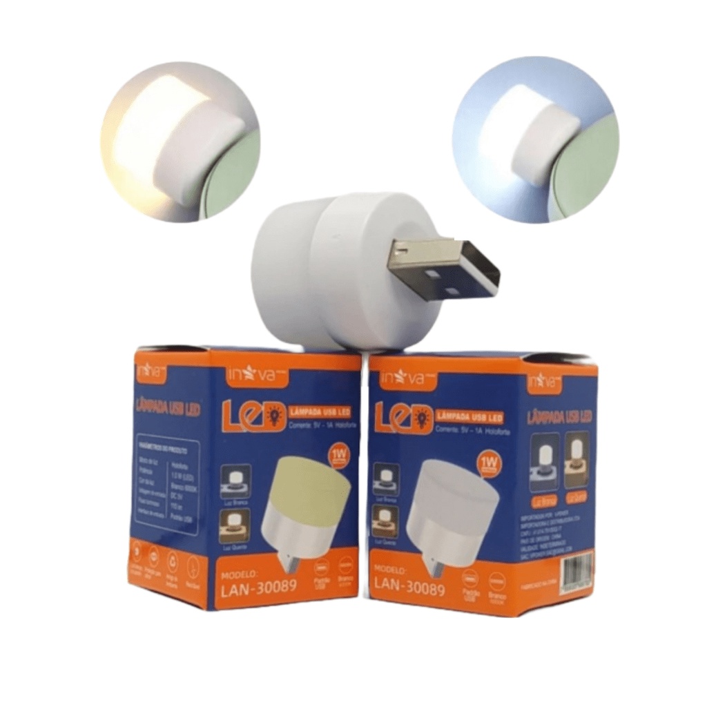 Kit com 4 mini luminária luz lampada led abajur usb