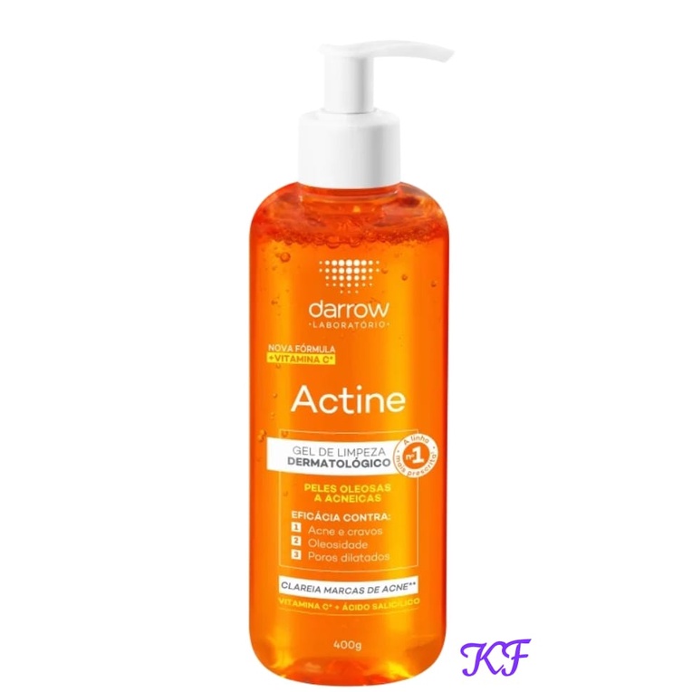 Darrow Actine Gel de Limpeza 400g Clareia Marcas de Acne Peles Oleosas e Acneicas (Laranja)