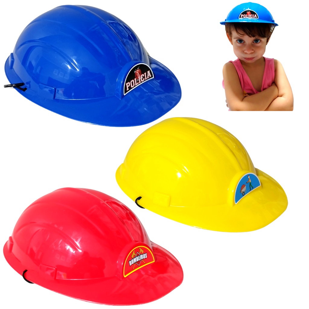 Capacete Infantil Brinquedo Profissão Bombeiro Engenheiro Policia ...