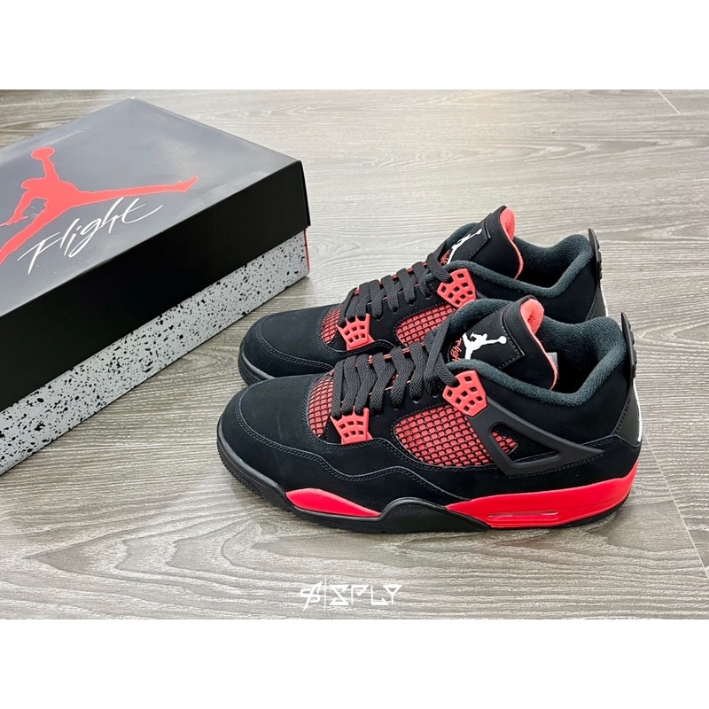 Estoque Pronto Alta Qualidade Air Jordan 4 Bred Thunder Black Red Lightning CT8527-016