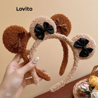 Lovito Tiara Com Orelhas De Urso De Pelúcia Com Arco Fofo De Desenho Animado Para Mulheres LFA11503