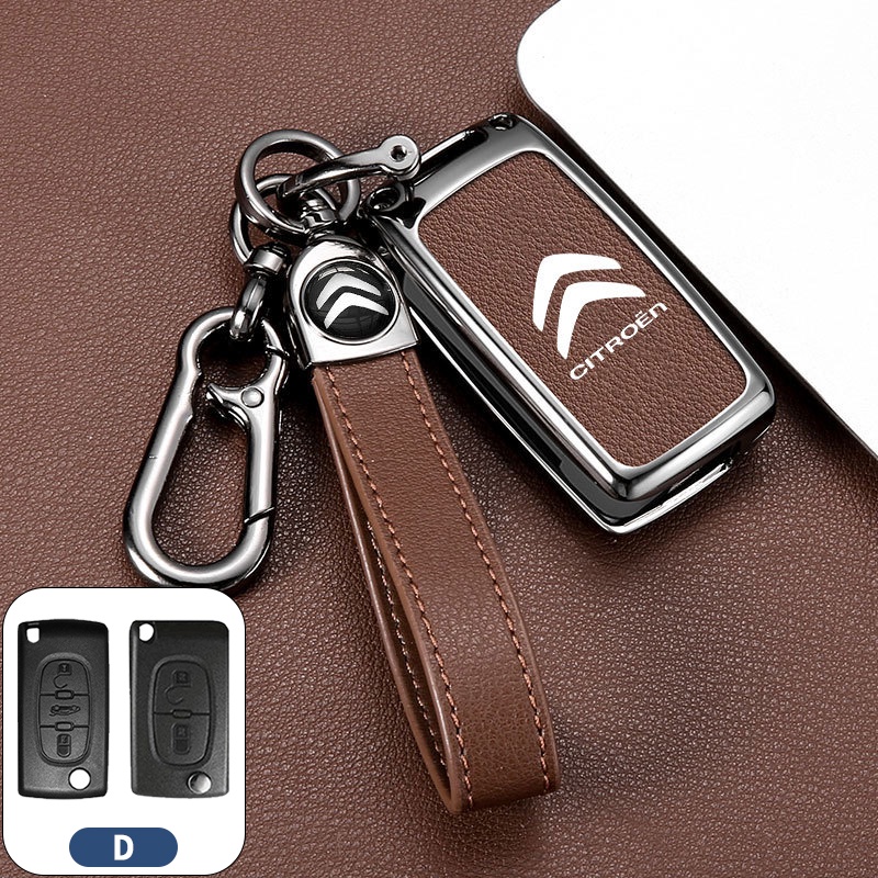 Citroen Leather Car Key Shell Capa De Chave De Liga De Zinco Citroen Leather Car Key Shell Capa De Chave De Liga De Zinco