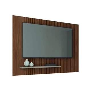 Painel para TV até 75 Polegadas 1,80m Ripado com Prateleira França Fendi / Havana Caemmum