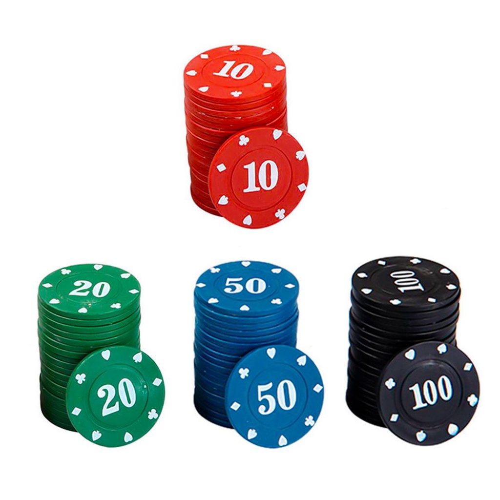 Kit Fichas Poker Jogo de Poquer Dealer Profissional C/ Numeração 100un