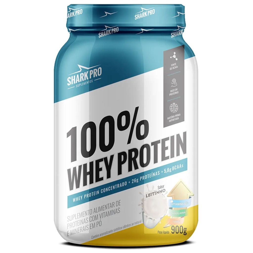 Whey Protein 100% Concentrado Vários Sabores Pote 900g Suplemento Alimentar Hidrolisado