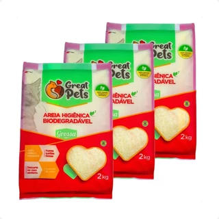 Kit 3 Areia Biodegradável Grossa Great Pets para Gatos - 2 Kg
